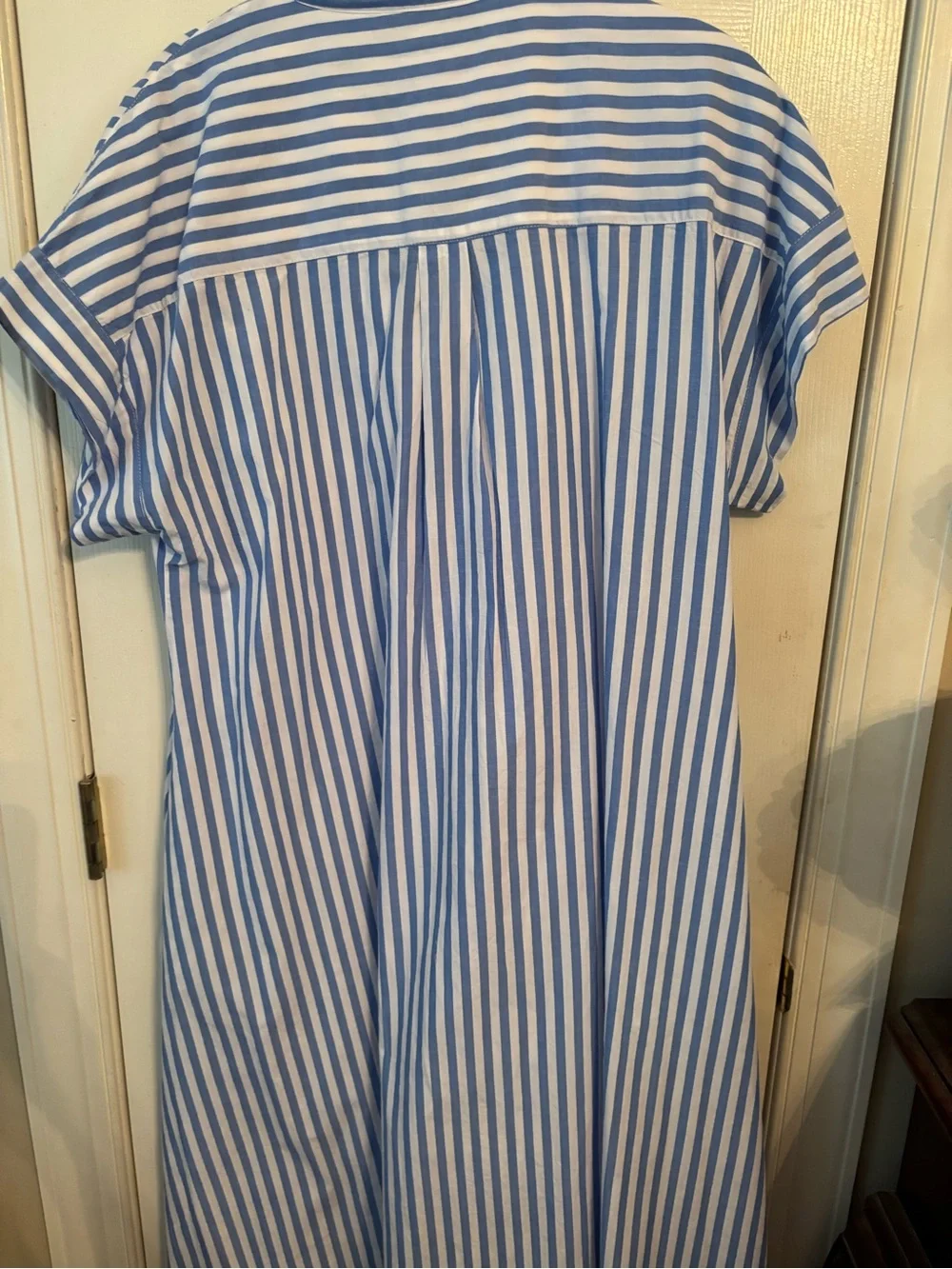 Crown Blue and White Striped Midi Shirt Dress